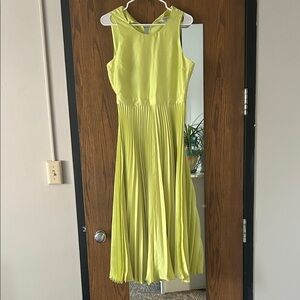 Banana Republic Vibrant Green Pleated Midi Dress